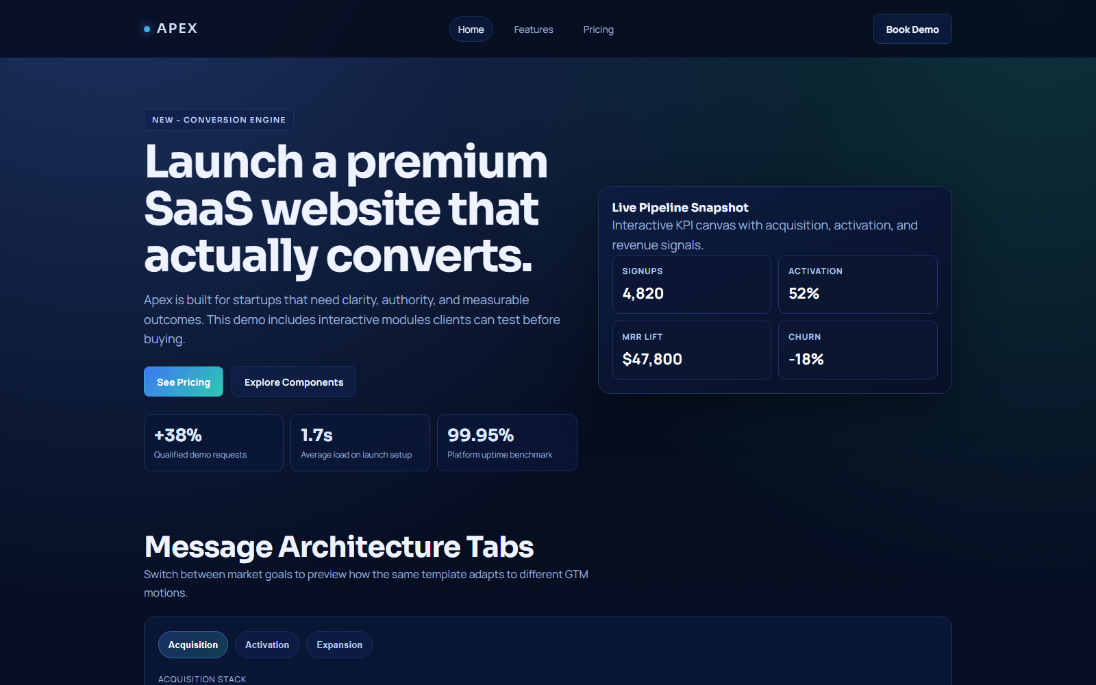 Apex homepage preview