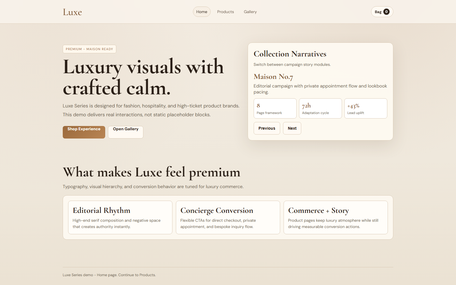 Luxe template collection preview