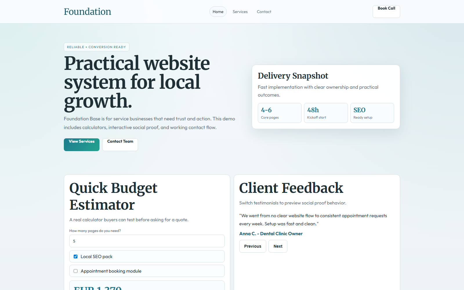 Foundation homepage preview