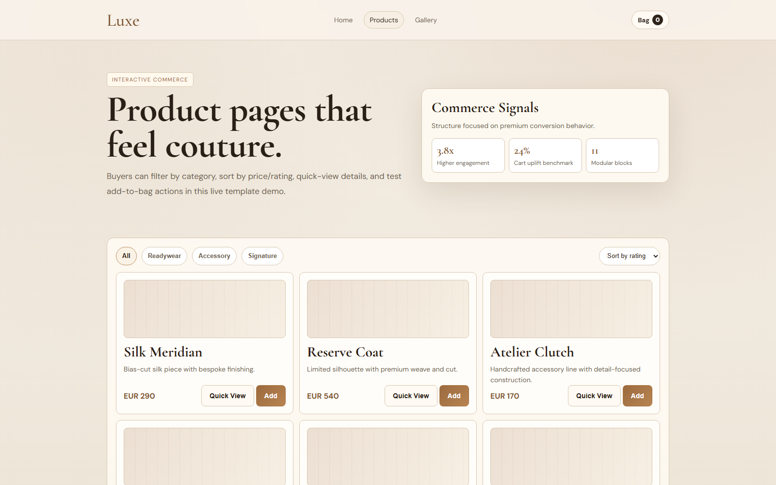 Luxe products preview