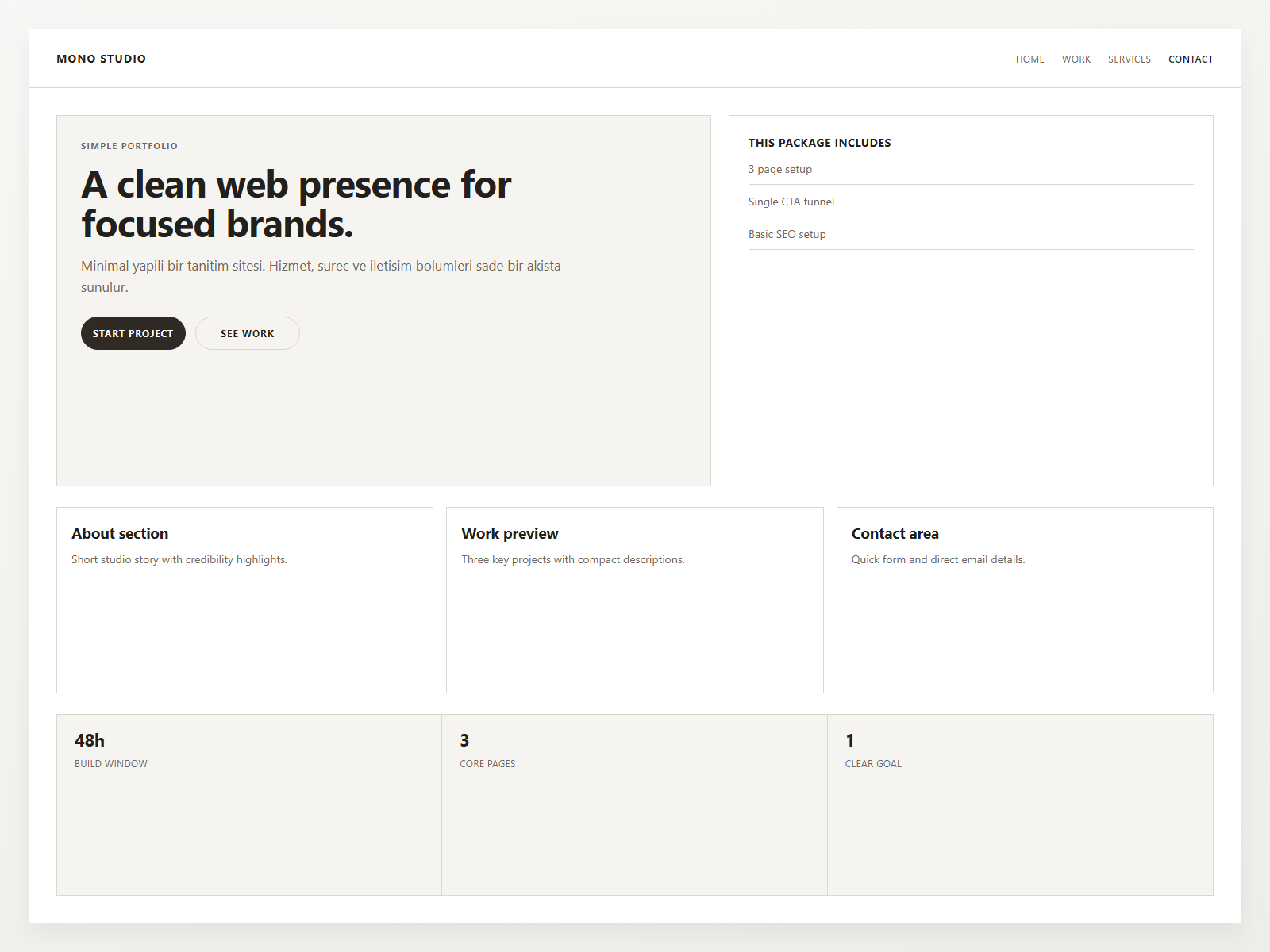 Minimal portfolio website showcase