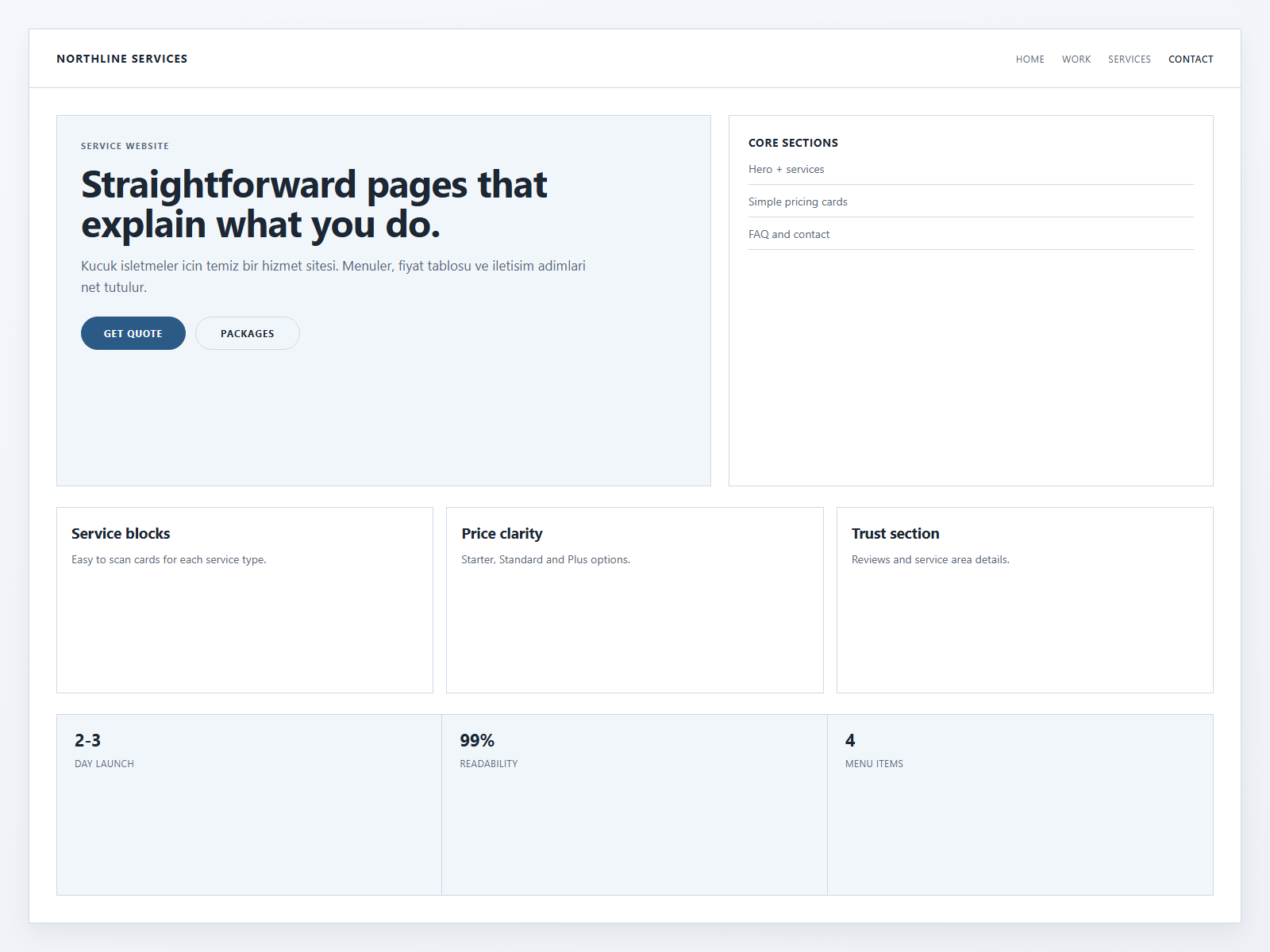 Simple service website showcase