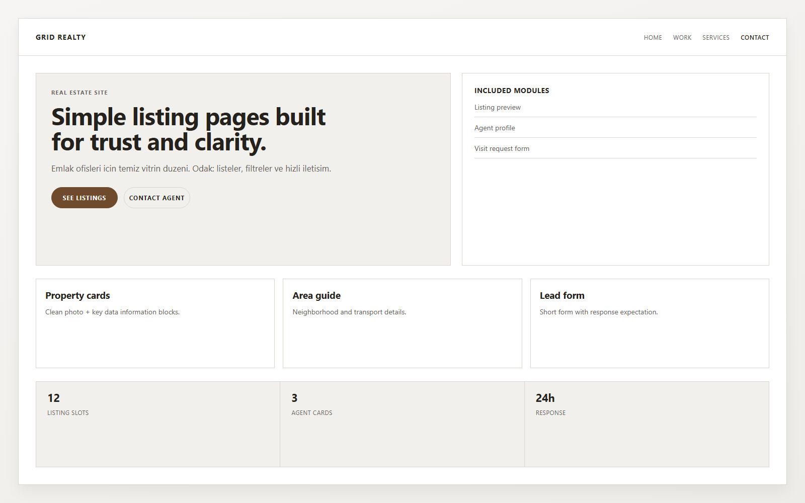 simple real estate website preview