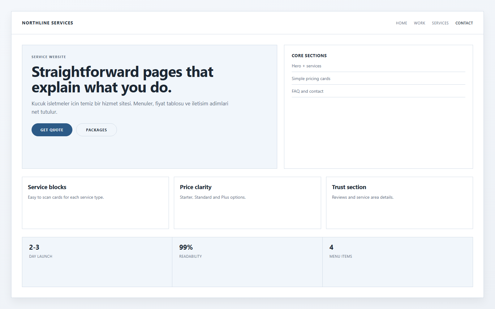 simple service business website preview